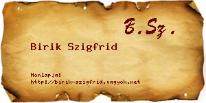 Birik Szigfrid névjegykártya